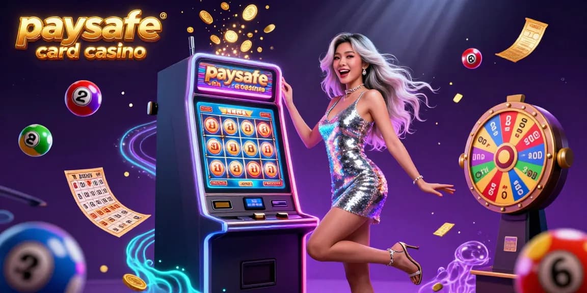 Erleben Sie den Nervenkitzel eines Paysafe Card Casinos mit lebhaften Spielautomaten und festlichen Lotterieelementen in einer schillernden Umgebung.