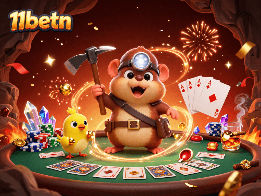 Experience thrilling gameplay at 11betn with treasure hunter mole and poker elements enriching the action.