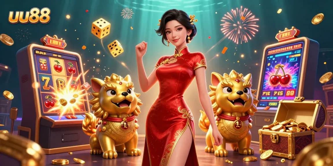 Bet and win big at uu88 with this vibrant 3D casino action illustration.