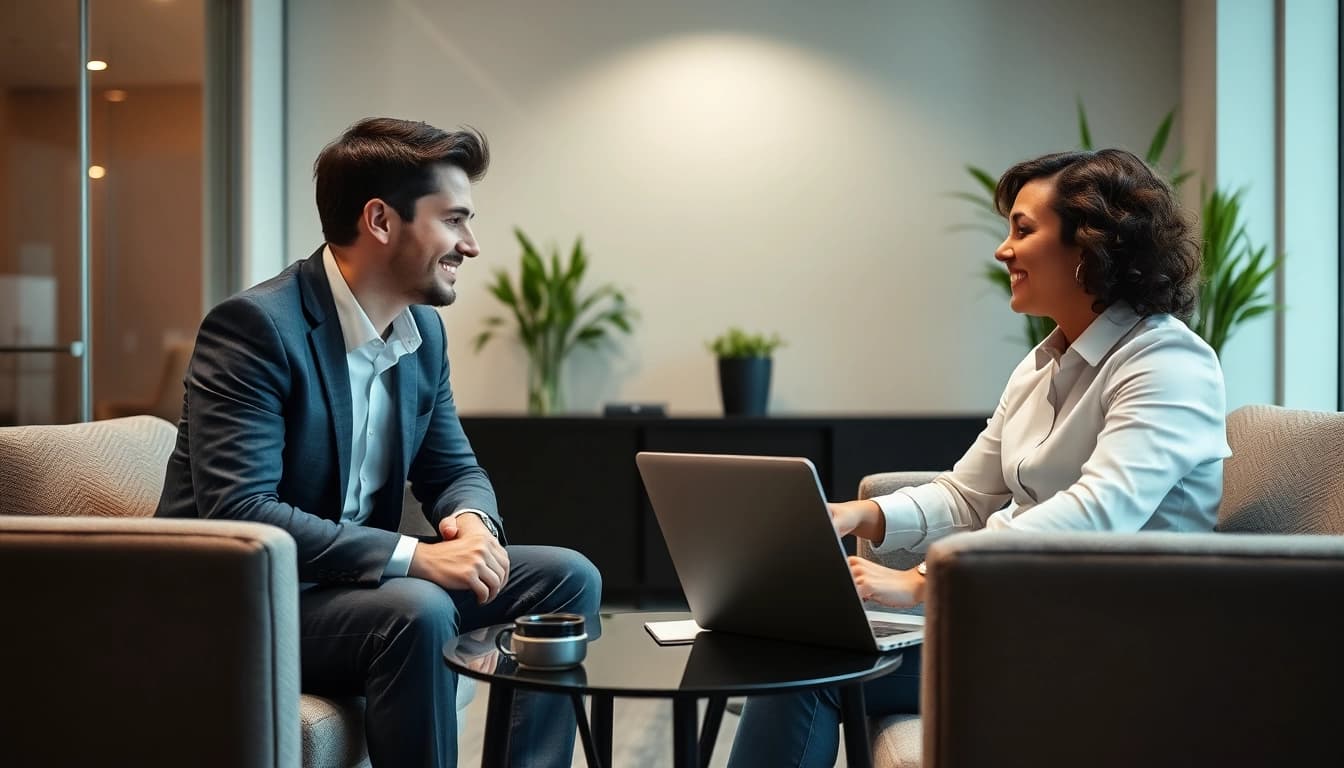 Headhunter Schweiz bietet individuelle Beratung in einem eleganten Büro.