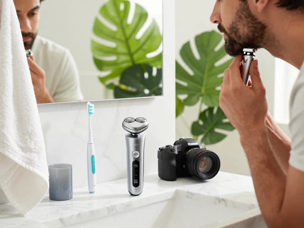 Laifen NEO Elektrorasierer in modernem Badezimmer für hochwertige Körperpflege.