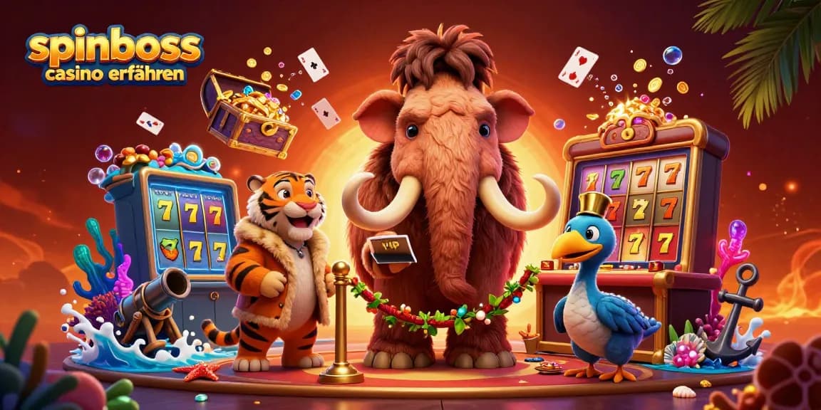 Erlebe spannende Spinboss Casino Erfahrungen mit einem charmanten Mammut-Bouncer an der Tür.