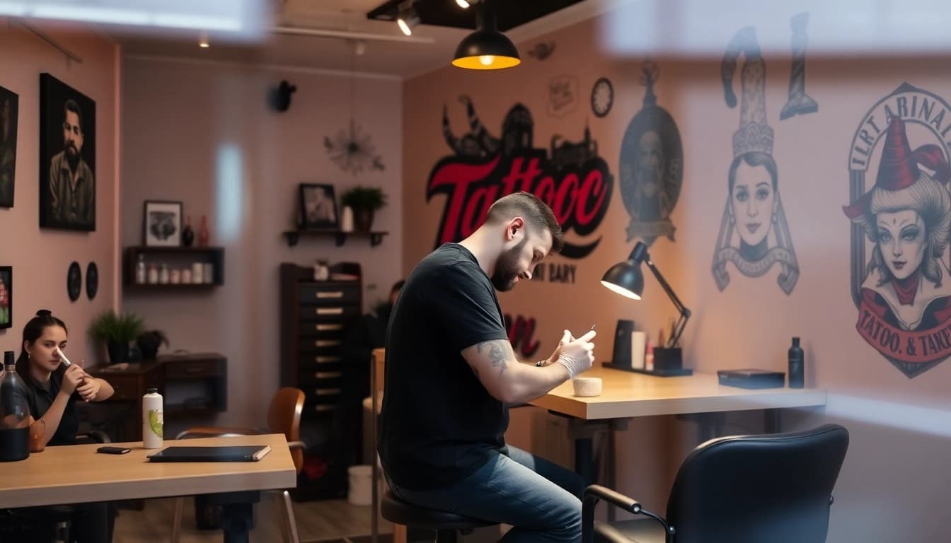 Besuch im Tattoo Studio München, wo Künstler beeindruckende Designs auftragen.