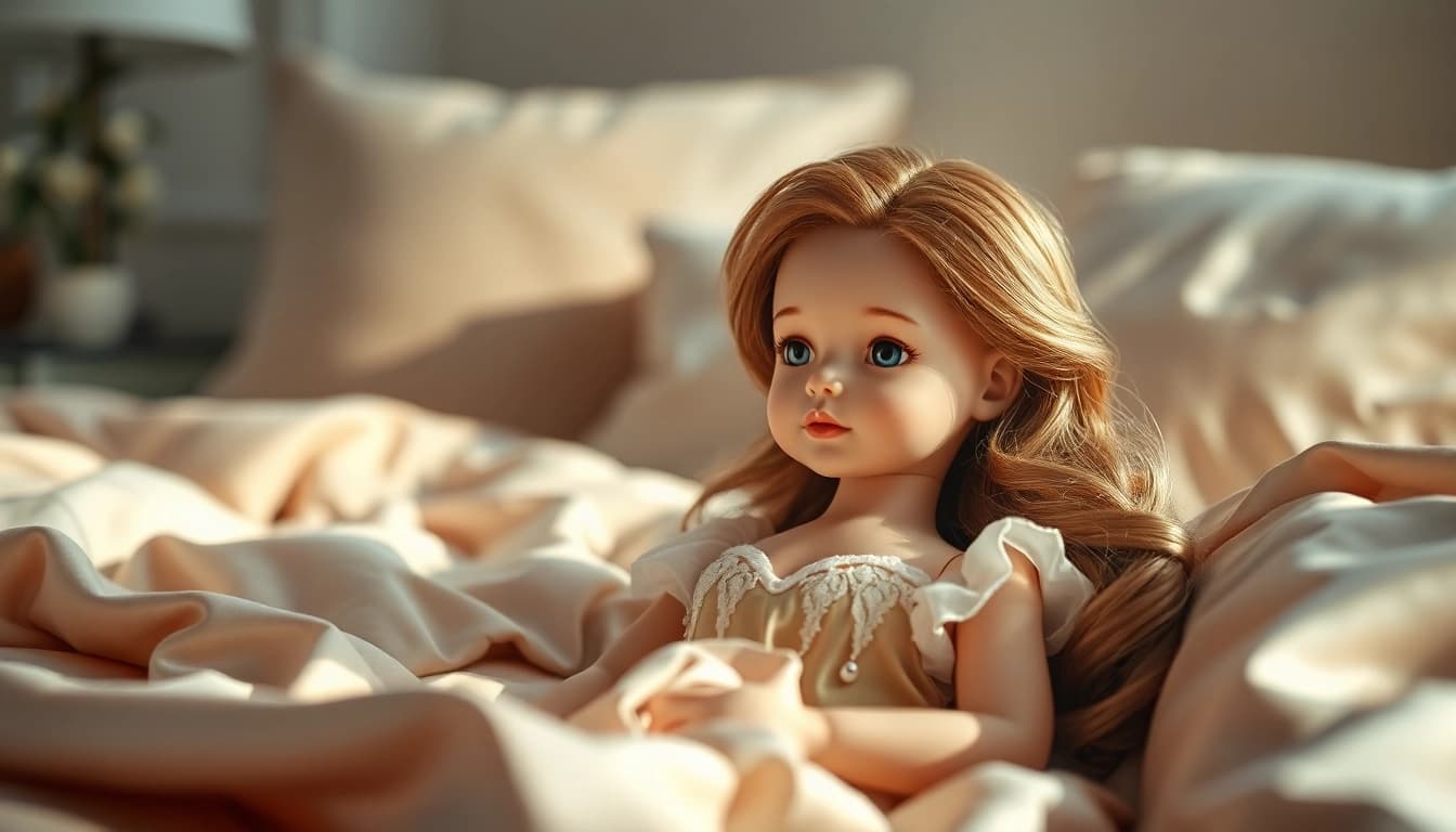 Entdecken Sie leidenschaftlich gestaltete Love Dolls in einem eleganten Schlafzimmer.