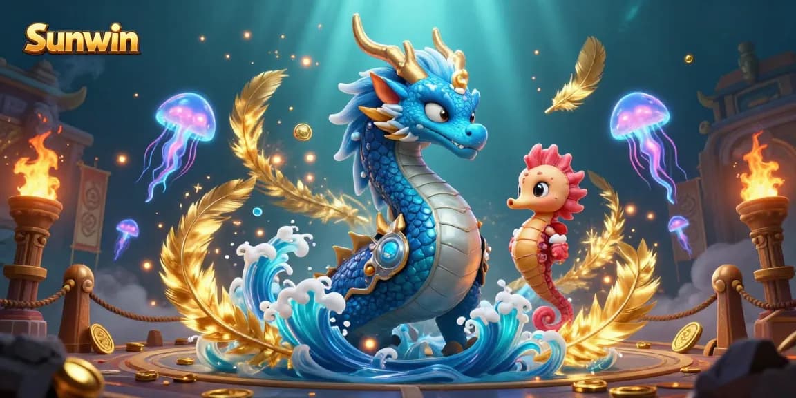 Engage in thrilling gameplay at Sunwin with an azure water dragon, a seahorse knight, and neon jellyfish.