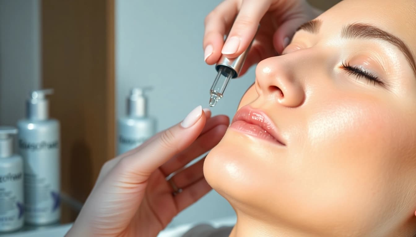 Behandlung mit mesotherapie produkte für strahlende Haut in einer modernen Klinik