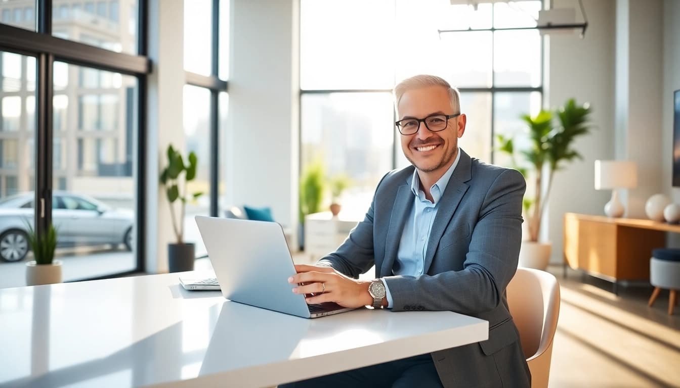 Immobilienmakler Frankfurt Preungesheim berät Kunden in modernem Büro.