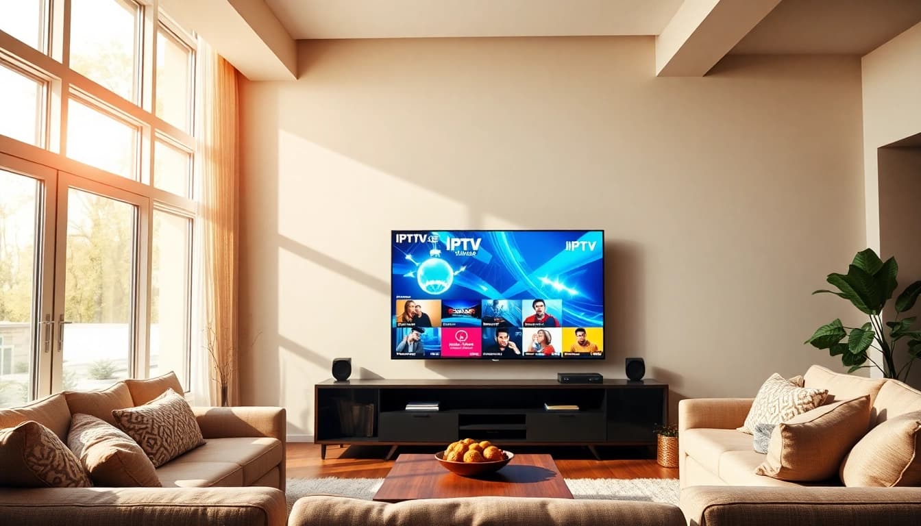 Erleben Sie Iptv Deutschland in einem modernen Wohnzimmer mit hochwertigem Streaming.