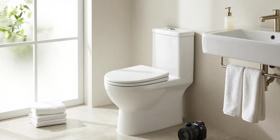Stijlvol fontein toilet met een slank keramisch wastafel en moderne decoratie.