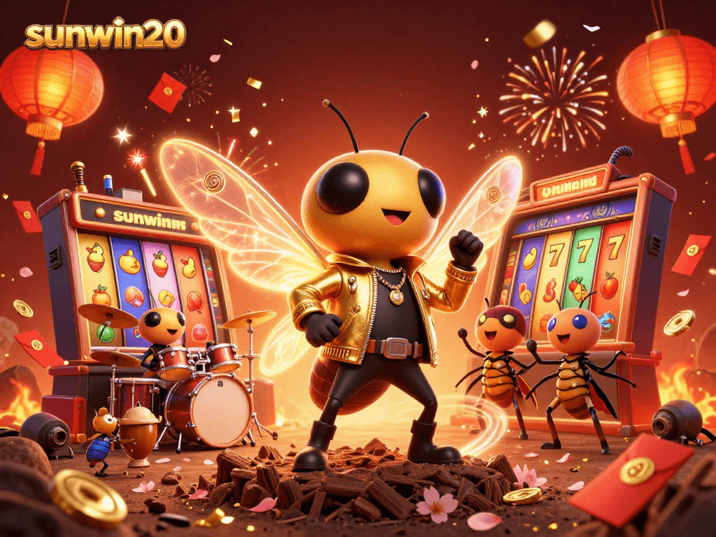 Experience thrilling gameplay at sunwin20 with a vibrant illustrated casino scene featuring animated characters.