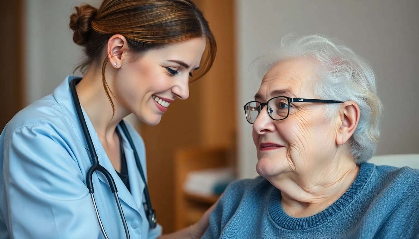 Engaging pflegefachkraft hameln providing care to an elderly patient, showcasing empathy and professionalism.