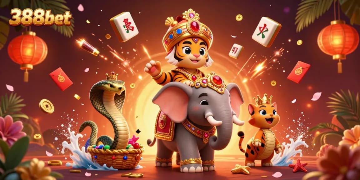 Engage in thrilling experiences with 388bet's vibrant 3D casino-themed illustration showcasing dynamic game elements.