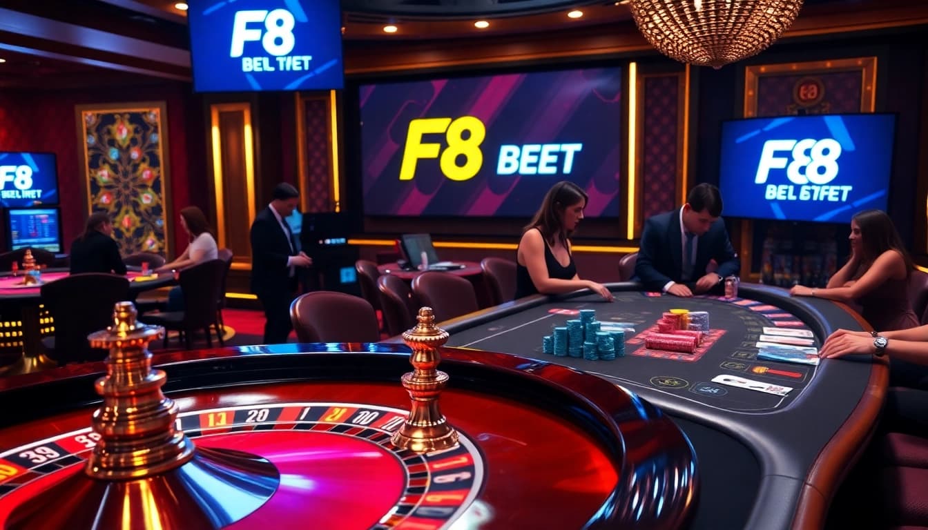 Engage in thrilling gameplay at F8 BET casino with vibrant tables and exciting action.