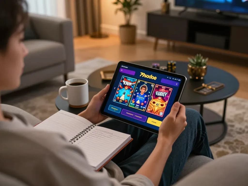 Engaging online gaming experience on the 79sodoe app showcasing a strategy notebook and warm atmosphere