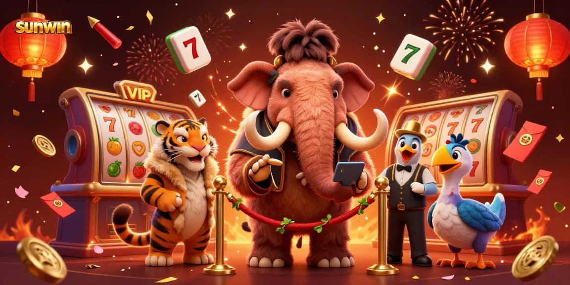 Experience sunwin's exciting gaming atmosphere with characters in a vibrant casino scene.