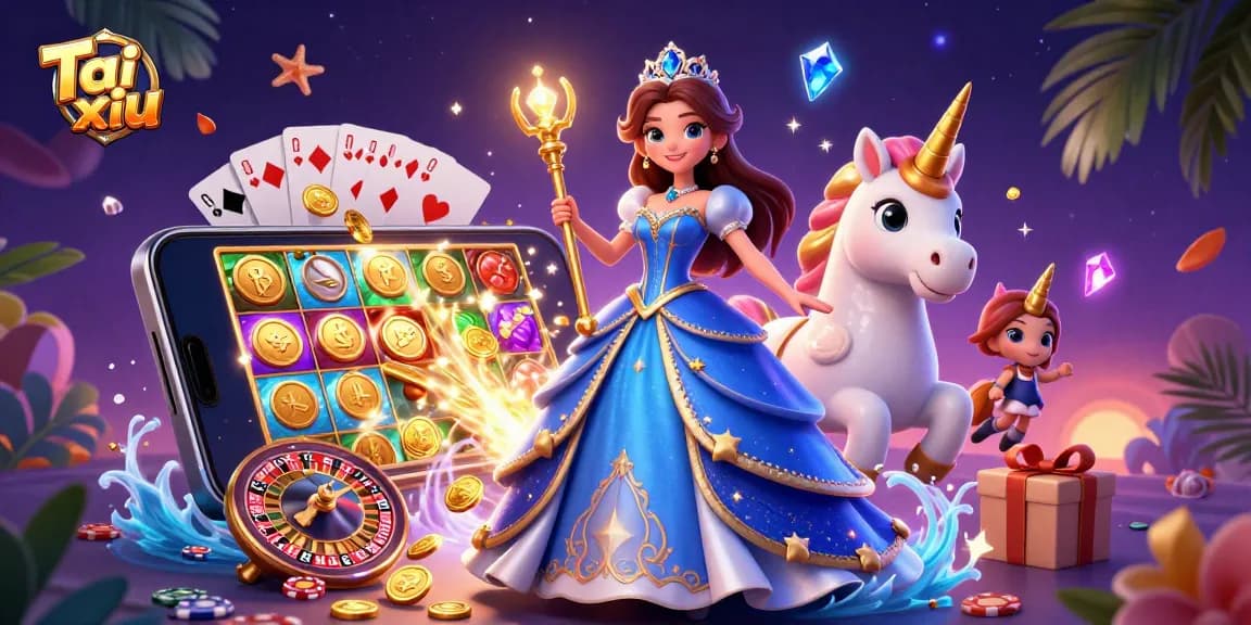 Win big with Tai xiu dice game featuring magical characters and dynamic casino elements.