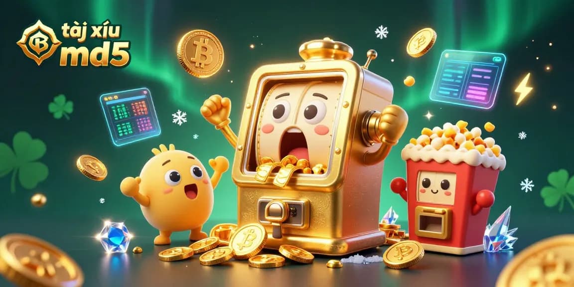 Experience the excitement of tài xỉu md5 with golden slot machines celebrating a big win!