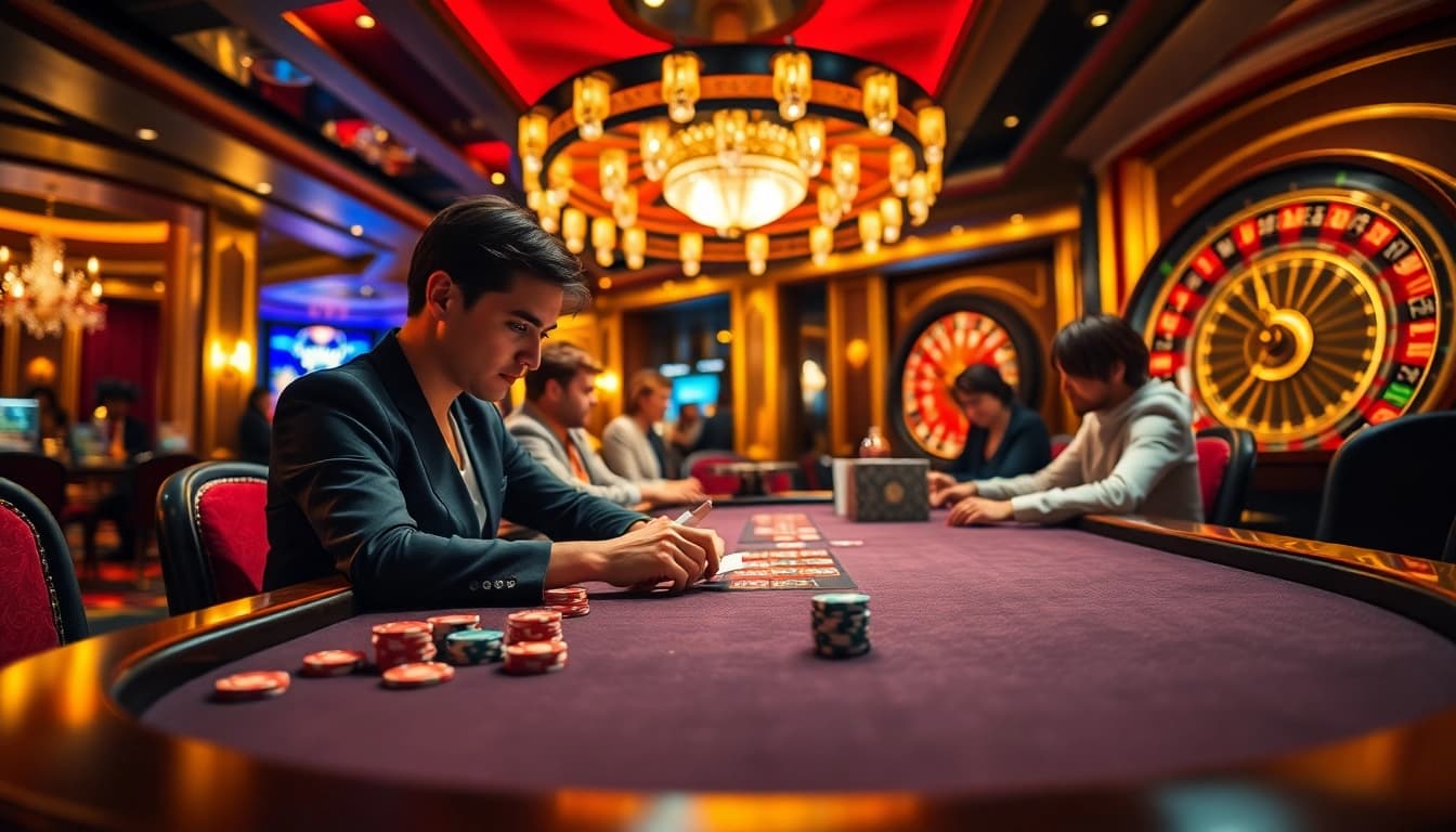 Engage with bdtk1 org in a vibrant poker setting surrounded by casino excitement.