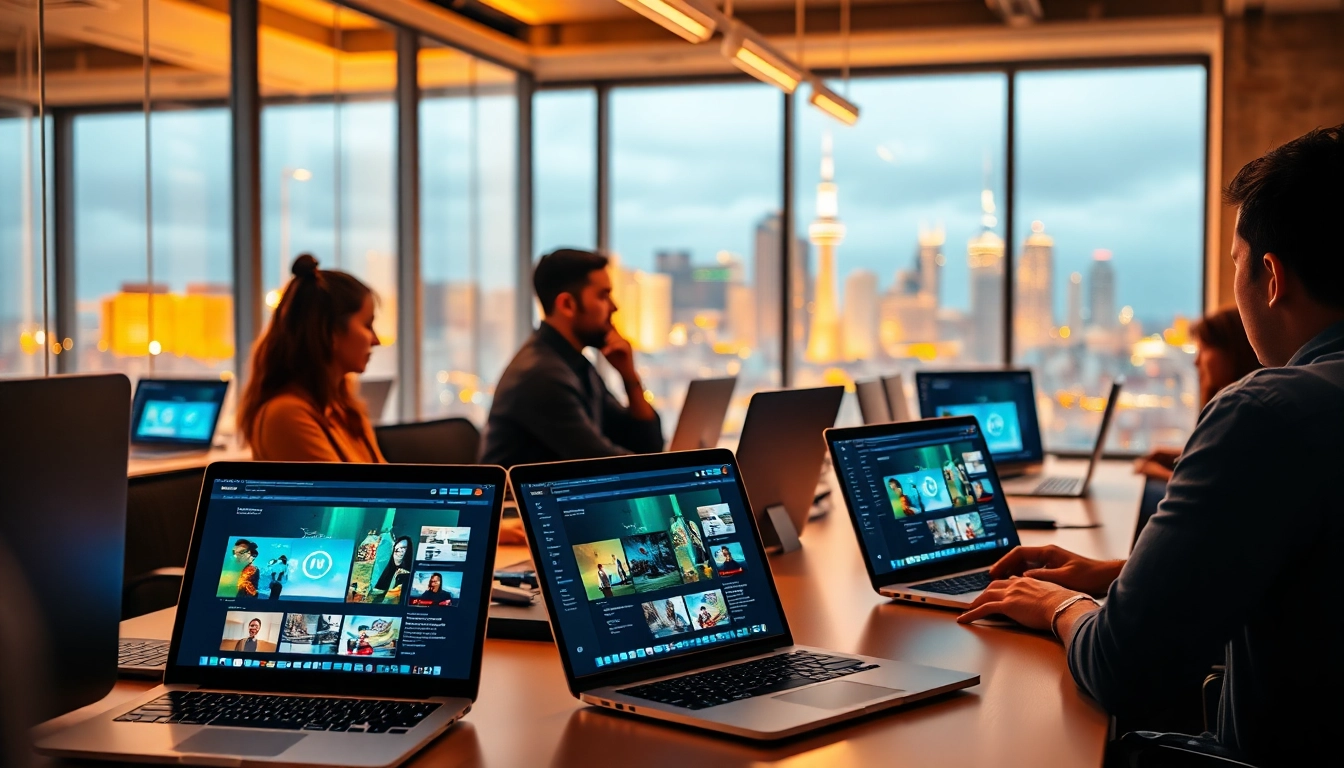 Explore innovative edmonton web design through a dynamic team collaboration in a modern office.