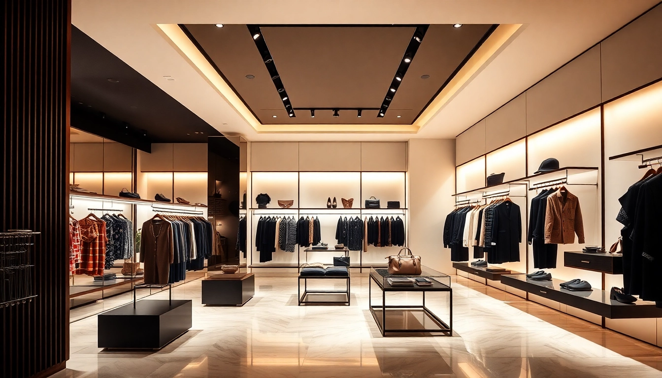 Experience luxury shopping in a sophisticated boutique filled with exclusive fashion items.