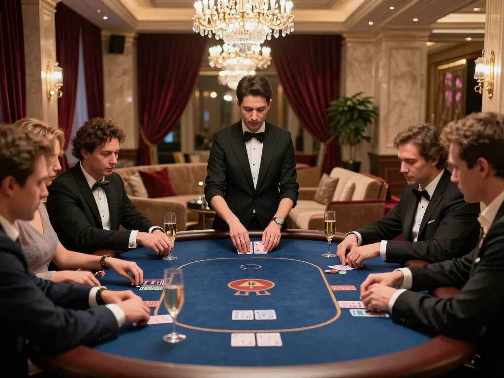 KJC players enjoying a high-stakes poker game in a luxurious casino environment