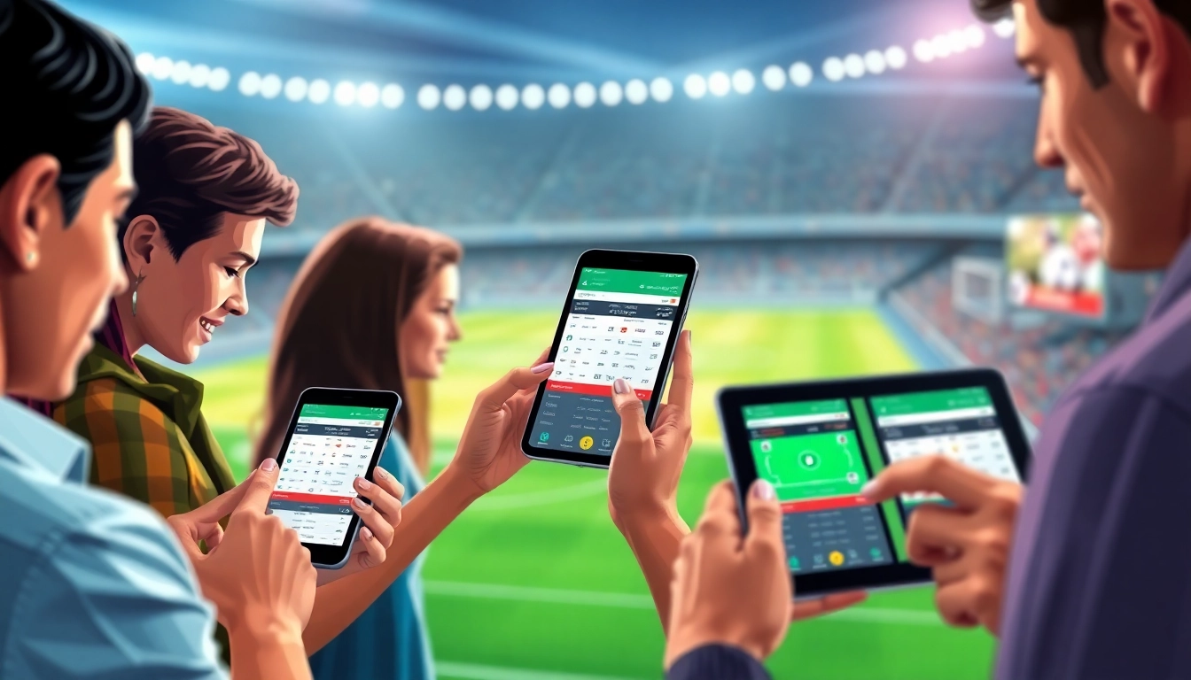 Engaged bettors exploring options on modern platforms for wetten ohne lugas, capturing the thrill of online sports betting.
