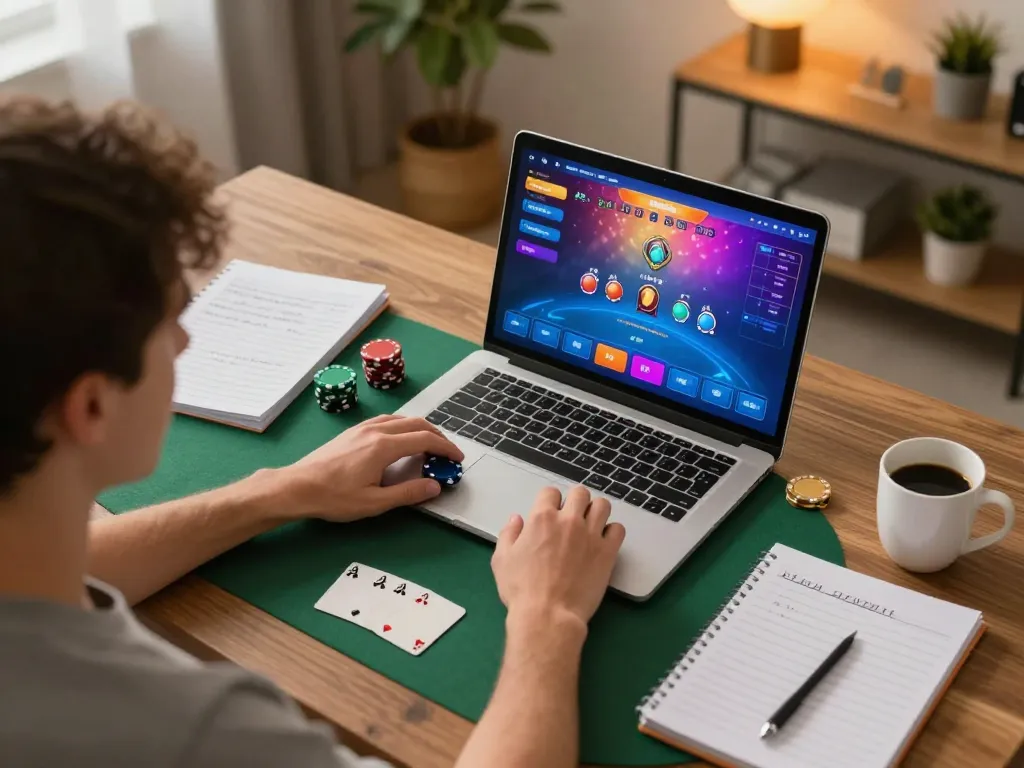 Player engaged in an online rikvip poker game, emphasizing strategy and fun.
