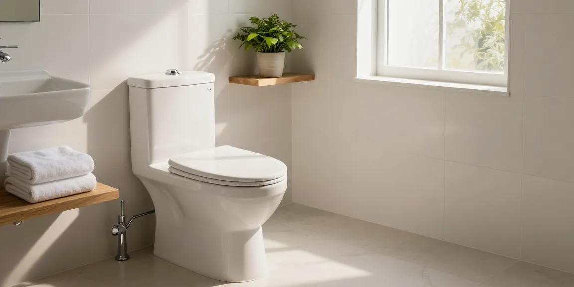 Chic fontein toiletopstelling in een moderne badkamer met groene planten.