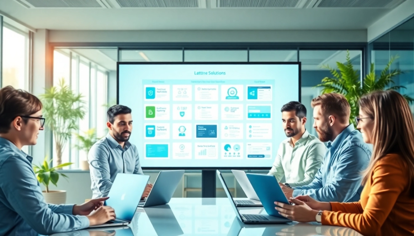 Software Hilfe durch Zusammenarbeit in modernem Büro zeigen.