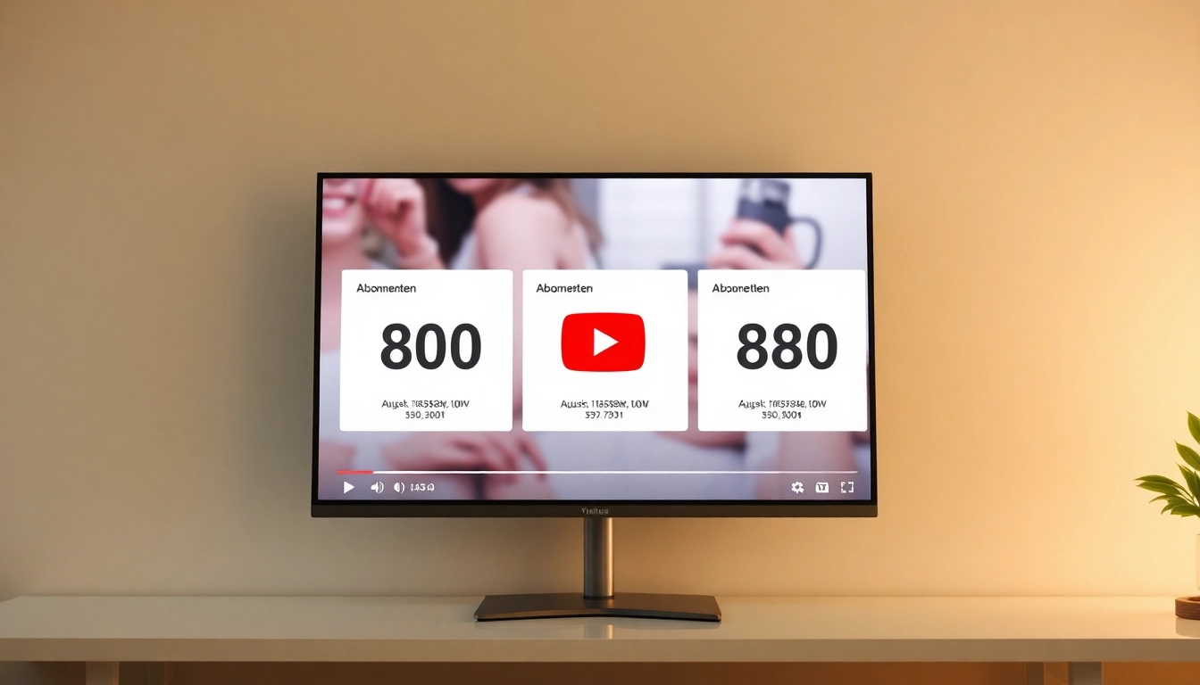 Youtube Abonnenten kaufen und die Sichtbarkeit des Kanals erhöhen, zeigt einen Bildschirm mit steigenden Abonnentenzahlen.