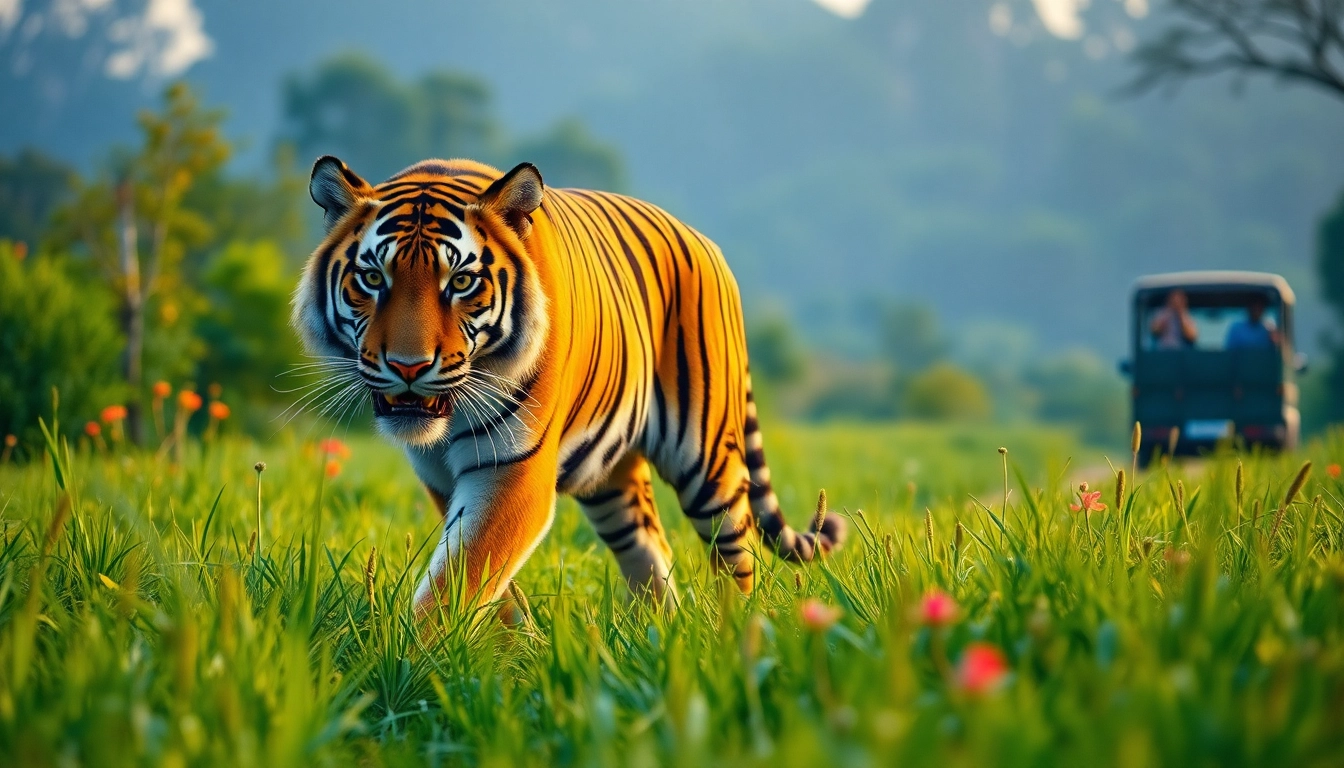 Discover the majestic Bengal tiger during the top best tiger safari tours in India amidst lush green landscapes.