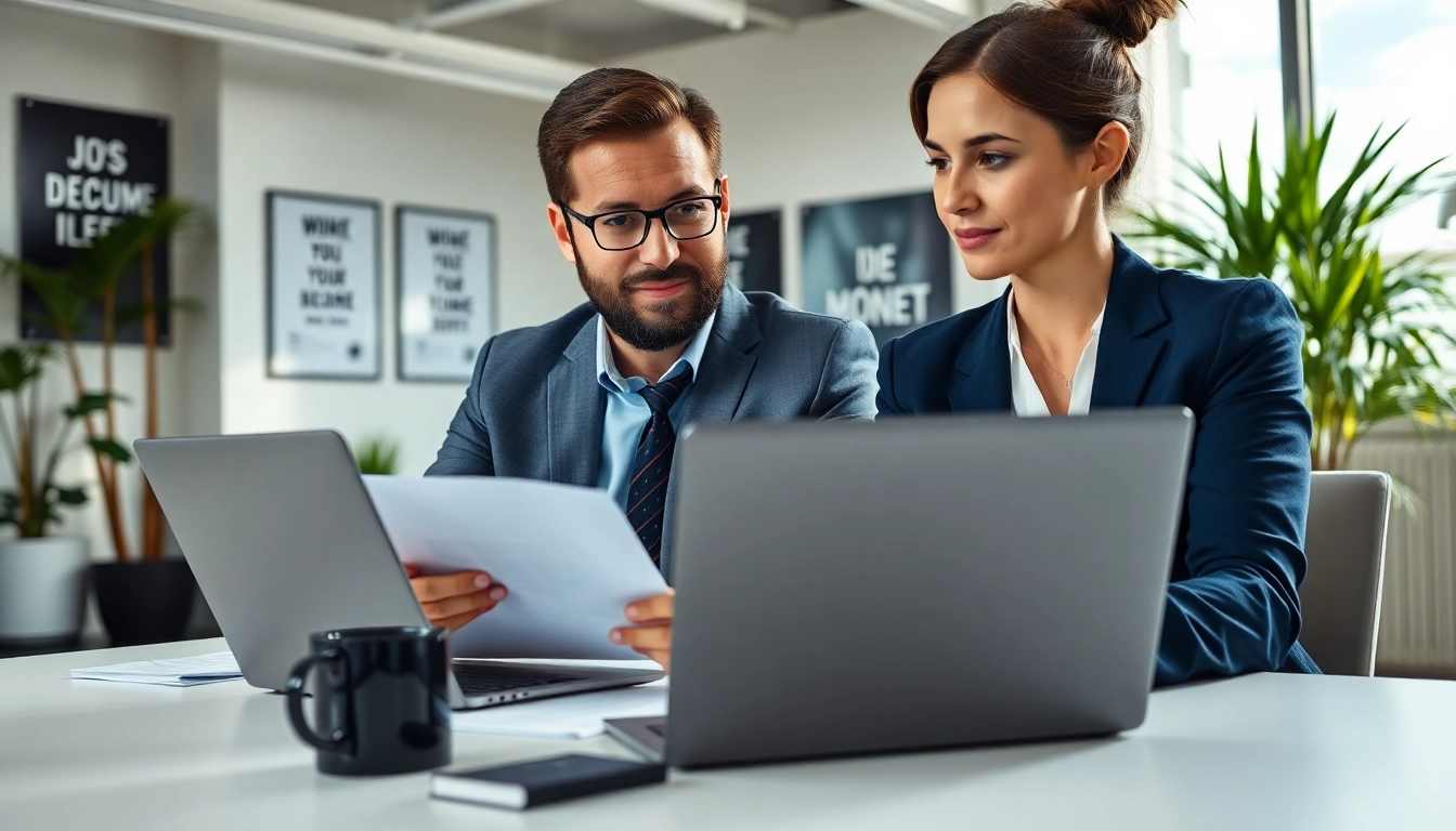 Headhunter IT conducting a candidate interview in a bright modern office.