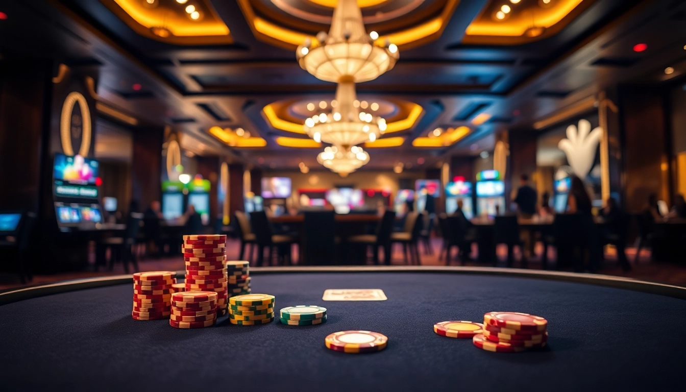 Spielen Sie bei casino spiele.de am luxuriösen Tisch mit bunten Chips und eleganter Atmosphäre.