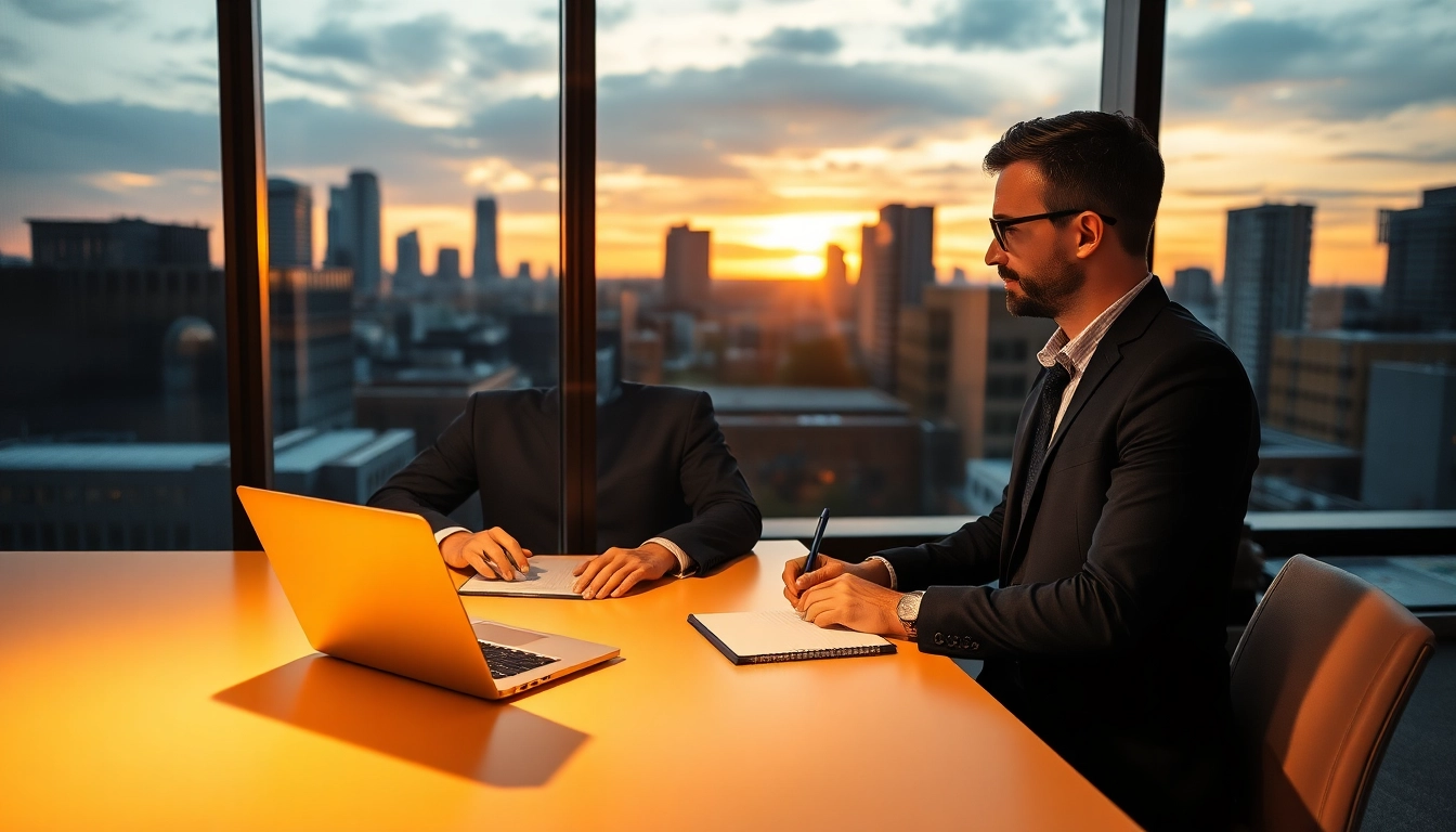 Headhunter Frankfurt in einem modernen Büro, das mit einem Kandidaten spricht