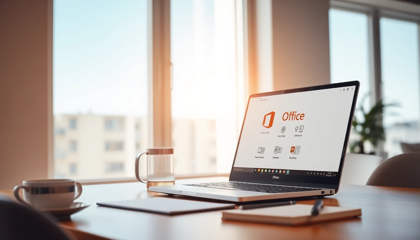 Microsoft Office 2024 Professional Plus kaufen inklusive Access in einer modernen Arbeitsumgebung am Laptop.