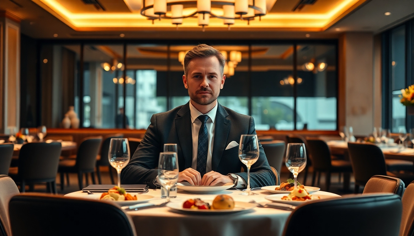 Headhunter Gastronomie in einem eleganten Restaurant bei der Arbeit.