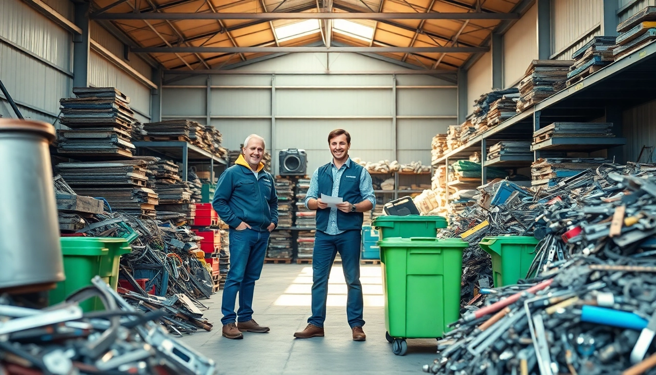 Effiziente Schrottsammlung, die Schrottabholung in Wuppertal mit professioneller Interaktion und umweltfreundlichen Praktiken zeigt.