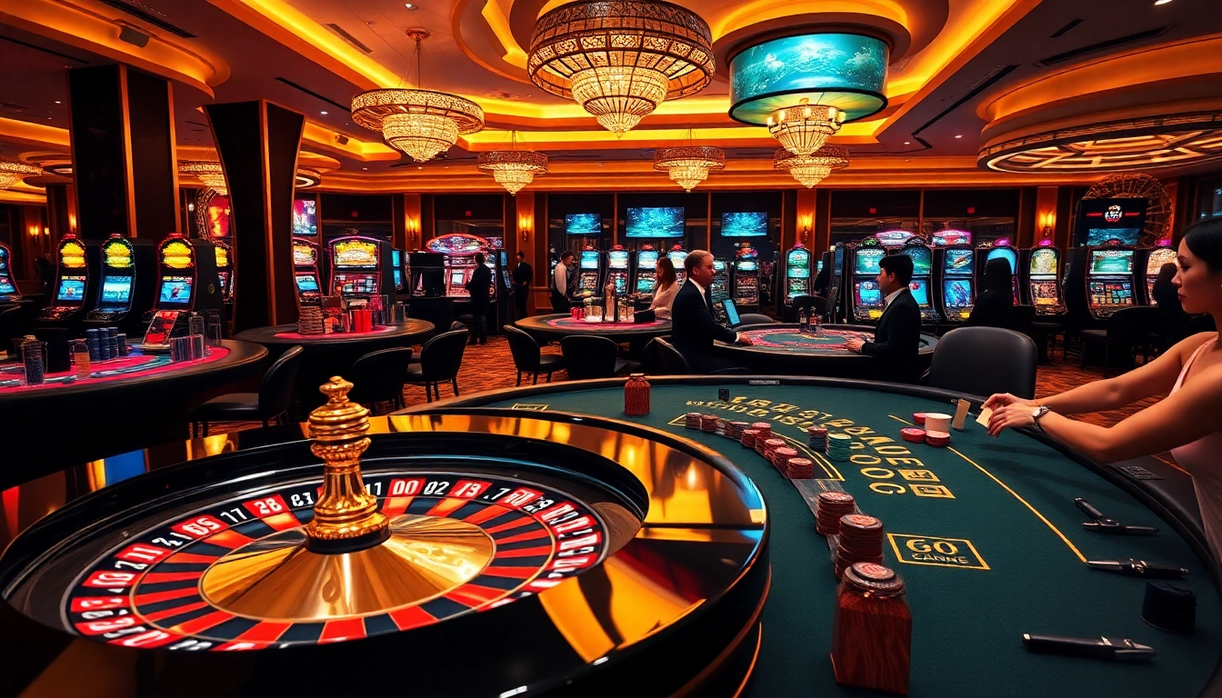 Experience the excitement of tg88 đăng nhập with this vibrant casino scene featuring roulette and poker.