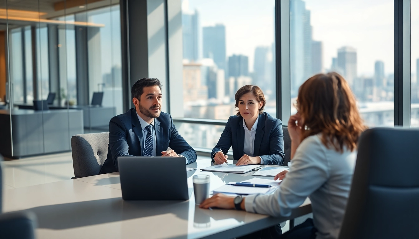 Headhunter Schweiz führt ein professionelles Gespräch in einem modernen Büro.
