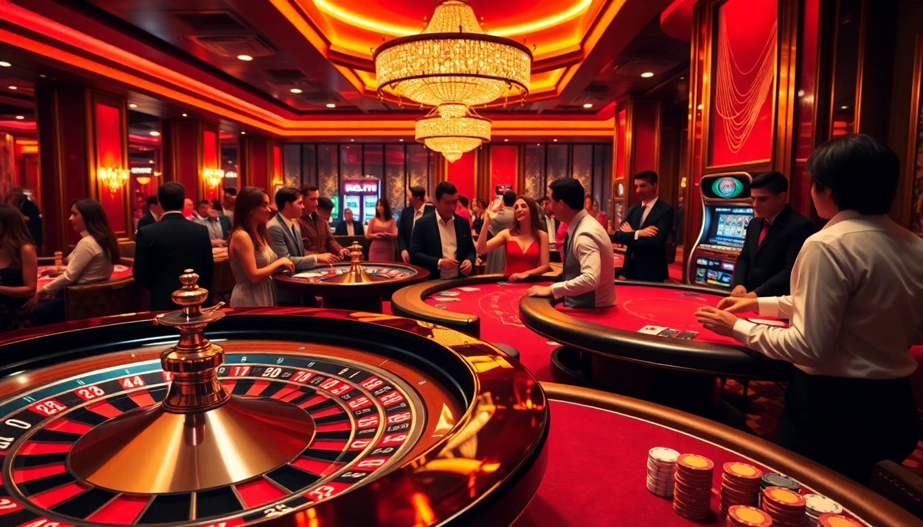 Experience thrilling moments at https://mm88.press/ with a vibrant casino scene featuring roulette and poker.