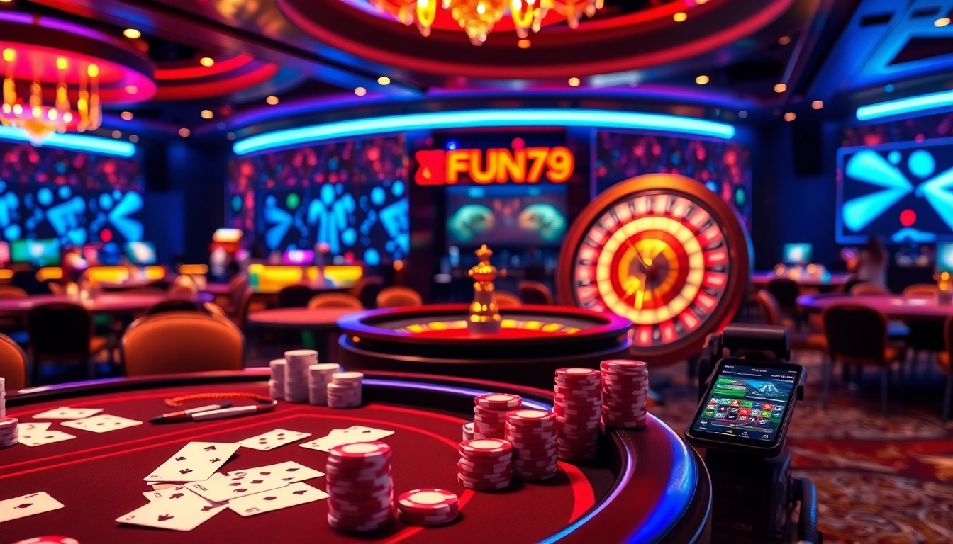 Experience excitement at Nhà cái FUN79 online casino with vibrant gaming tables and lively atmosphere.