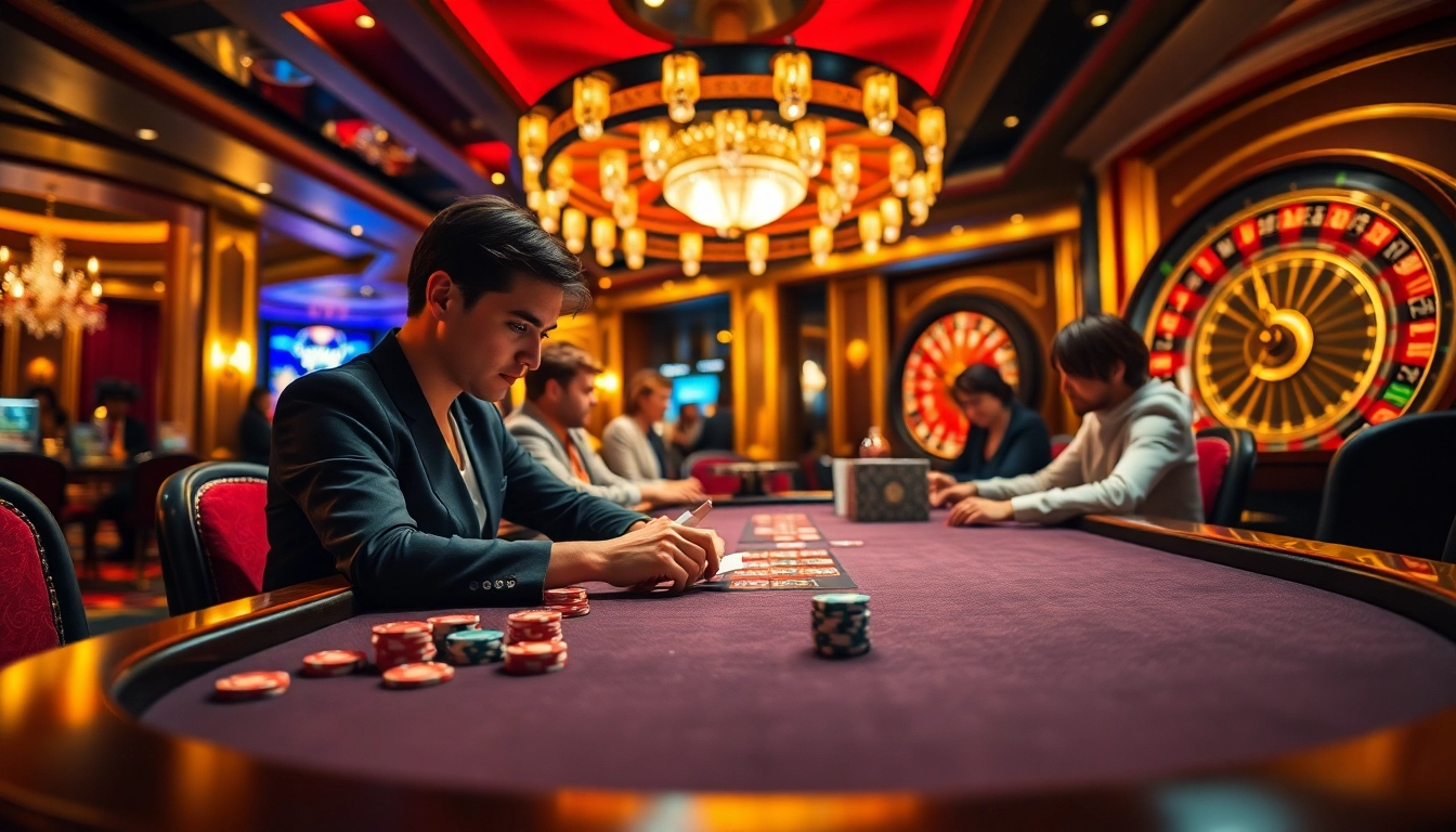 Engage with bdtk1 org in a vibrant poker setting surrounded by casino excitement.