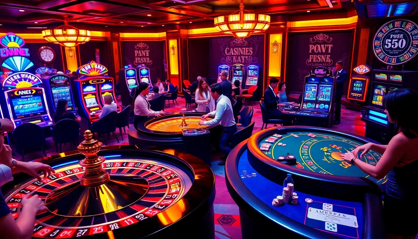 Experience the thrill of CM88 at a vibrant casino with roulette, poker, and slot machines.