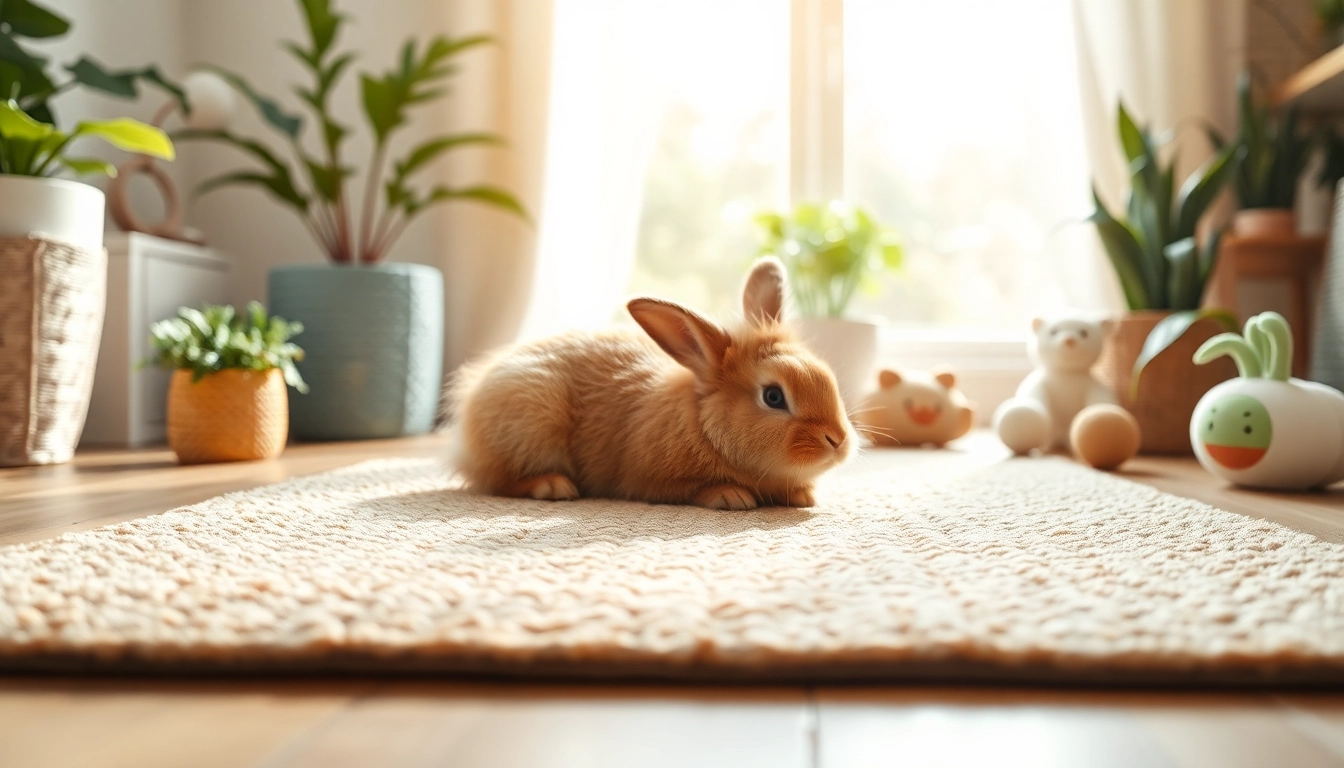 Hanfmatte für Nager in einer gemütlichen Umgebung mit einem ruhenden Kaninchen. related image